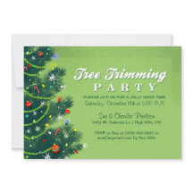 木のトリミングのクリスマスのパーティの招待状