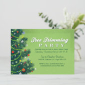 木のトリミングのクリスマスのパーティの招待状 招待状 (スタンド正面)