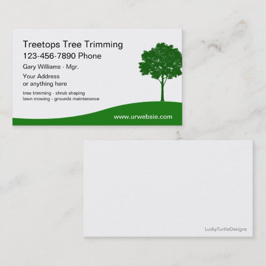 木のトリミングの芝生の造園 名刺 (正面/裏面)