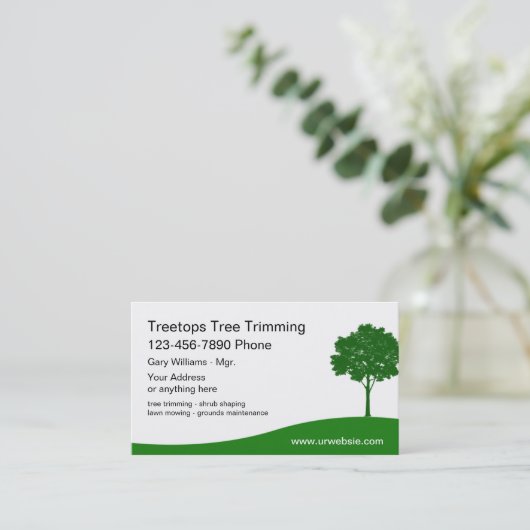 木のトリミングの芝生の造園 名刺 (スタンド正面)