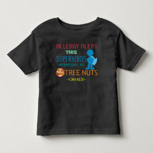 木のナッツアレルギー警告スーパーヒーローボーイズシャツ トドラーTシャツ