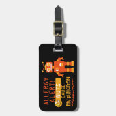 木のナットピーナツパーソナライズなアレルギー警報ロボット ラゲッジタグ (正面縦)