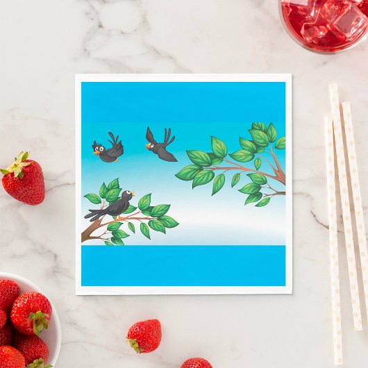 木のナプキンに入った鳥 スタンダードランチョンナプキン