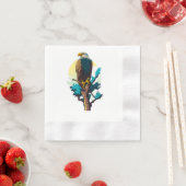 木のナプキンの上に禿げたワシが止まった 縁ありカクテルナプキン (インサイチュ)