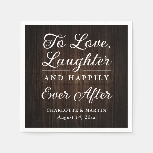 木のナプキン素朴を愛結婚する スタンダードカクテルナプキン (正面)