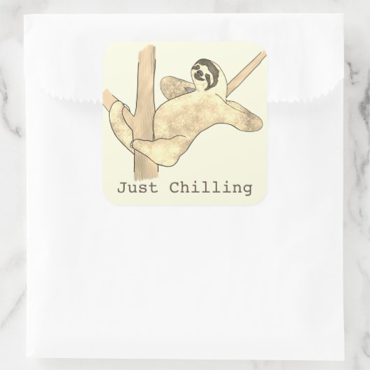 木のナマケモノおもしろいかわいい動物アート スクエアシール (バッグ)