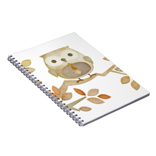 木のノートのタイを持つフクロウ ノートブック (右側)