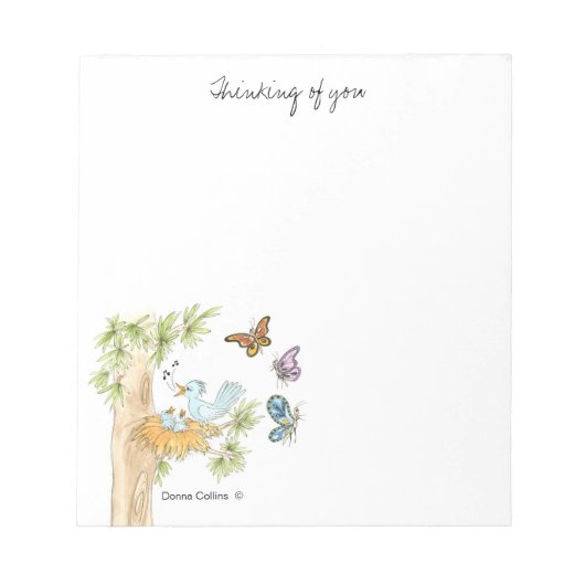 木のノートパッドの青い鳥 ノートパッド (正面)