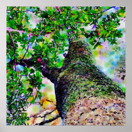 「木のハグ」水カラフル色ポスター ポスター