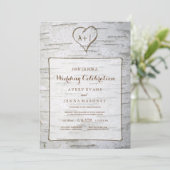 木のハートの彫刻 ウェディング 招待状 (スタンド正面)