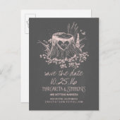 木のハートの素朴な国の日付を保存 案内ポストカード (正面/裏面)