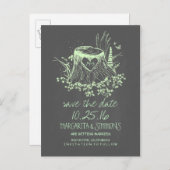 木のハートの素朴な国の日付を保存 案内ポストカード (正面/裏面)