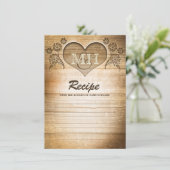 木のハート彫刻素朴なレシピカード (スタンド正面)