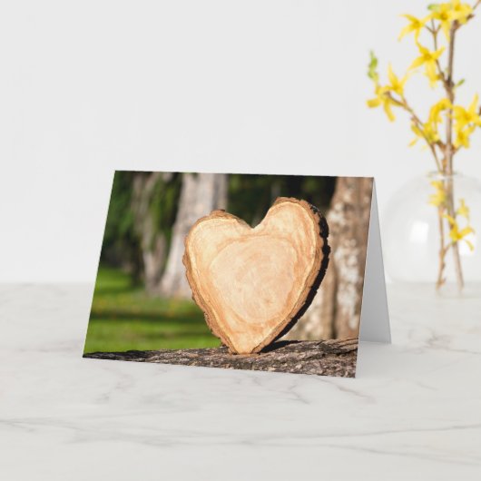 木のハート カード (黄色い花)