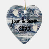 木のハート、季節のごあいさつ セラミックオーナメント (右)