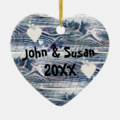 木のハート、季節のごあいさつ セラミックオーナメント (正面)