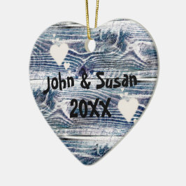 木のハート、季節のごあいさつ セラミックオーナメント