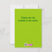 木のハ虫類のかわいい漫画の黄色のヘビ サンキューカード (裏面)