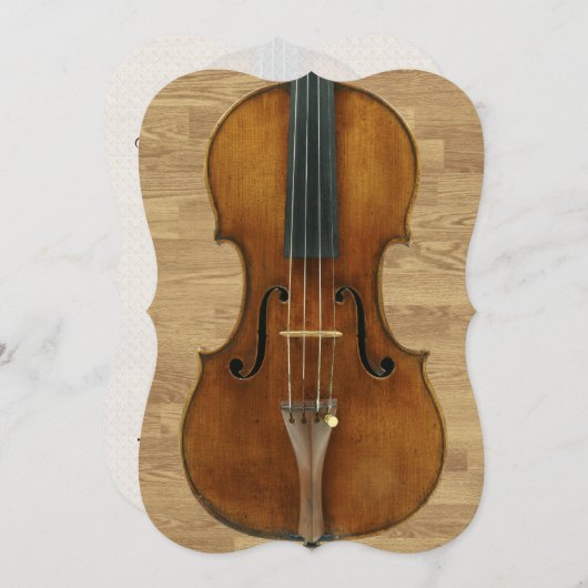 木のバイオリンは演奏会の招待状にパネルをはめます 招待状 (正面/裏面)