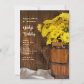 木のバケツとデイジーの納屋の誕生日パーティー 招待状 (正面)