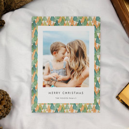 木のパタモダンーンMerry Christmas family写真 シーズンカード