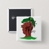 木のパンクの正方形ボタン 缶バッジ (正面&裏面)