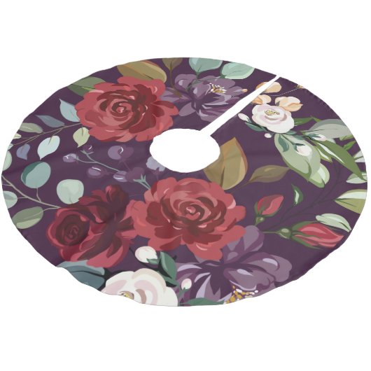 木のパーソナライズされたスカート梅パープルバラ金ゴールド地域 ブラッシュドポリエステルツリースカート (アングル)