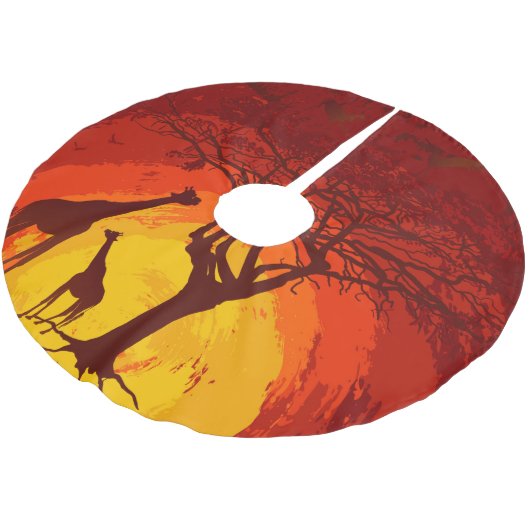 木のパーソナライズされたスカートAfrican Safari Giraffe Sun ブラッシュドポリエステルツリースカート (アングル)