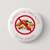 木のパーソナライズされた実アレルギー名タグボタン 缶バッジ (正面)