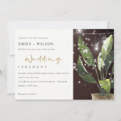 木のパームスターリーナイトメイソンJAR結婚式の招待 サンキューカード (正面)