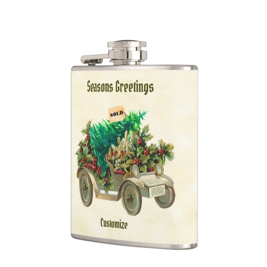 木のビニールフラスコを持ち包まれた帰る フラスク (左)