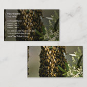 木のピンクの花の蜂の群れ 名刺 (正面/裏面)