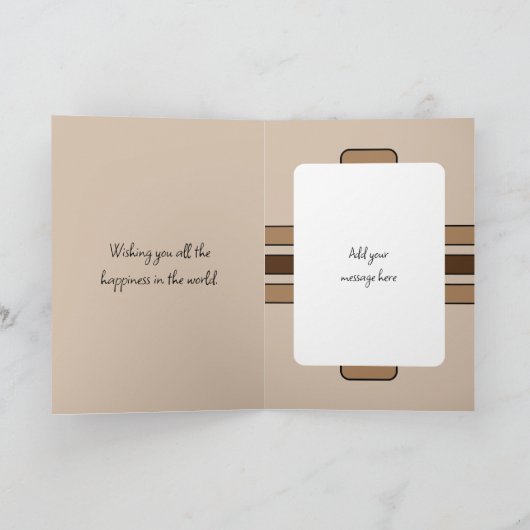 木のフェイク素朴な18th茶色の写真の誕生日 カード (内部)