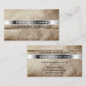 木のフェイク質銀ストライプの名刺 名刺 (正面/裏面)