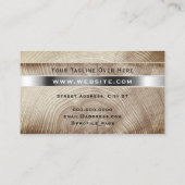 木のフェイク質銀ストライプの名刺 名刺 (裏面)