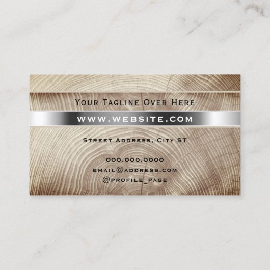 木のフェイク質銀ストライプの名刺 名刺 (裏面)