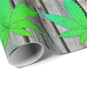 木のフェンス素朴上の雑草のパーソナライズされた葉 ラッピングペーパー (ロールコーナー)