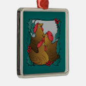 木のフランス人の雌鶏 メタルオーナメント (右)