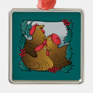 木のフランス人の雌鶏 メタルオーナメント