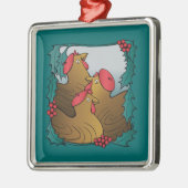 木のフランス人の雌鶏 メタルオーナメント (左)