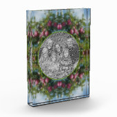 木のフレームに赤い絵画りんご自分を追加 フォトブロック (左)