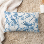 木のフローラヴィンテージに青い白い水色の鳥 ランバークッション (ブランケット)