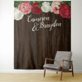 木のフローラ素朴ウェディングパーティーの背景 タペストリー (インサイチュ)