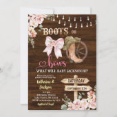 木のフローラ素朴ブーツまたは弓ジェンダーの明かす 招待状 (正面)