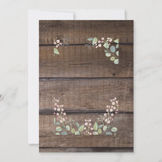 木のフローラ素朴ランドリー男の子の赤ちゃんシャワー 招待状 (裏面)