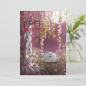 木のブランコでの白猫の招待 招待状 (スタンド正面)