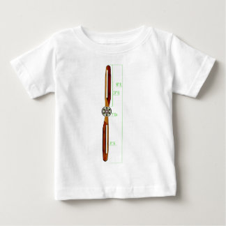 木のプロペラの図式的な支柱の飛行機 ベビーTシャツ
