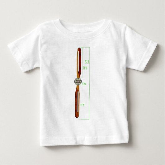 木のプロペラの図式的な支柱の飛行機 ベビーTシャツ (正面)