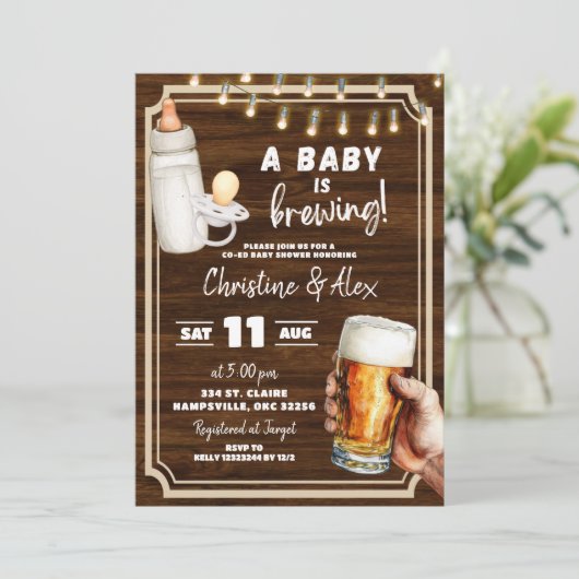 木のベビー素朴が共同で赤ちゃんシャワーを刈っている 招待状 (スタンド正面)