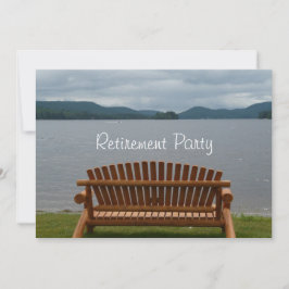 木のベンチを持つ退職のパーティーLakeview 招待状